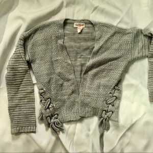 Girl’s Grey Cardigan Kids Long Sleeve Knit XS Sweater